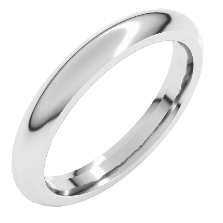Platinum 3 mm Comfort-Fit Half Round Band Size 8.5