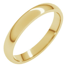 10K Yellow Gold 3 mm Lightweight Comfort-Fit Half Round Band Size 11