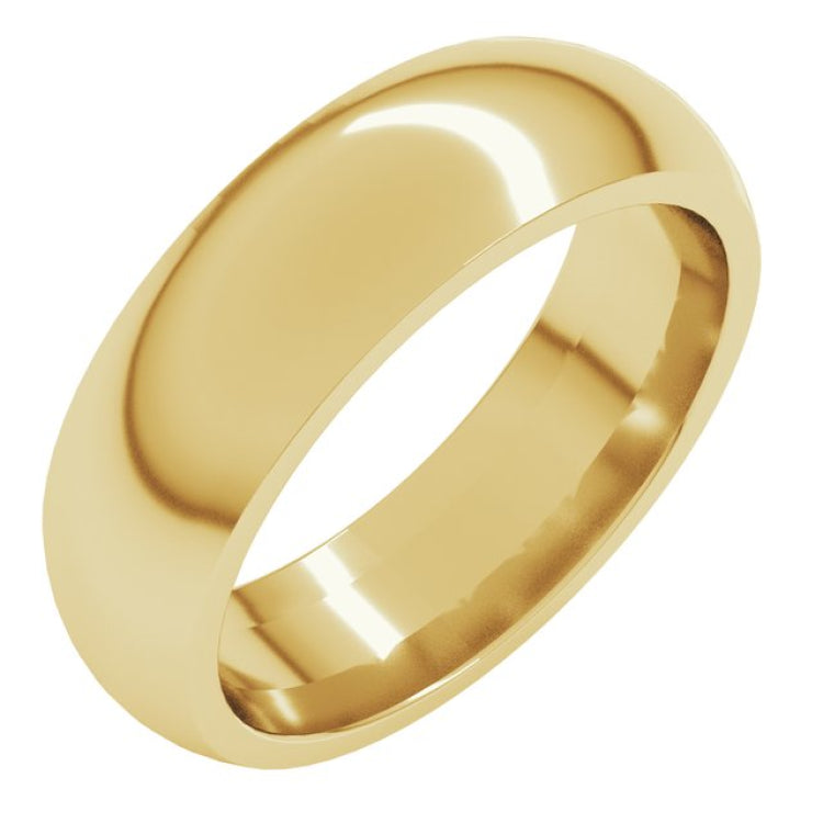 14K Yellow Gold 6 mm Comfort-Fit Half Round Band Size 11