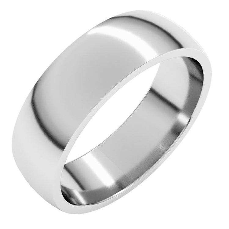 Platinum 6 mm Lightweight Comfort-Fit Half Round Band Size 8