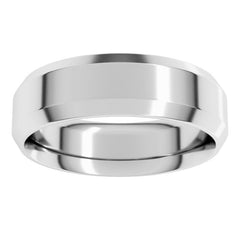 14K White Gold 6 mm Beveled-Edge Comfort-Fit Flat Band Size 9