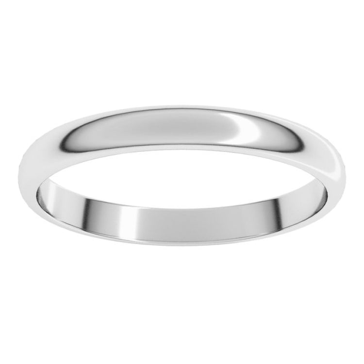 10K White Gold 2.5 mm Lightweight Half Round Band Size 8.5