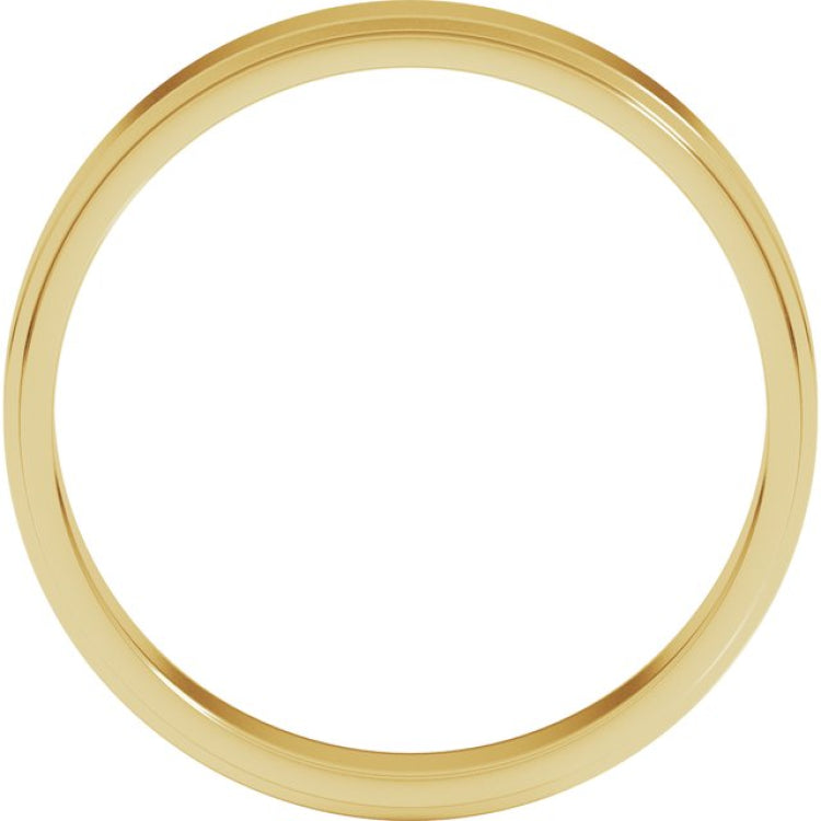14K Yellow Gold 4 mm Stepped-Edge Flat Band Size 8