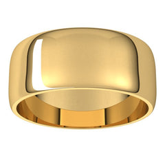 14K Yellow Gold 8 mm Lightweight Half Round Band Size 12.5