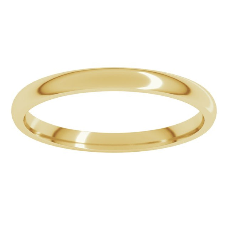 10K Yellow Gold 2 mm Lightweight Comfort-Fit Half Round Band Size 7