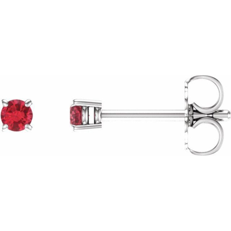 14K White Gold 2.5 mm Lab-Grown Ruby Earrings