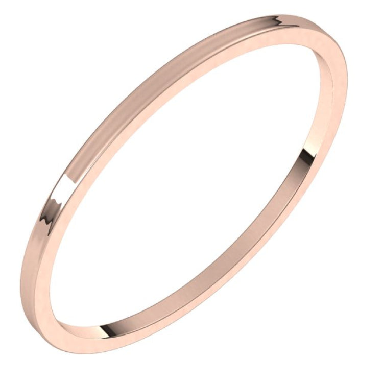10K Rose Gold 1 mm Ultra-Lightweight Flat Band Size 5