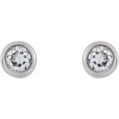 14K White Gold .03 CTW Natural Diamond Micro Bezel-Set Earrings