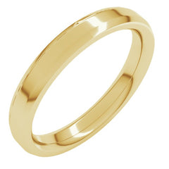 14K Yellow Gold 3 mm Beveled-Edge Comfort-Fit Flat Band Size 6