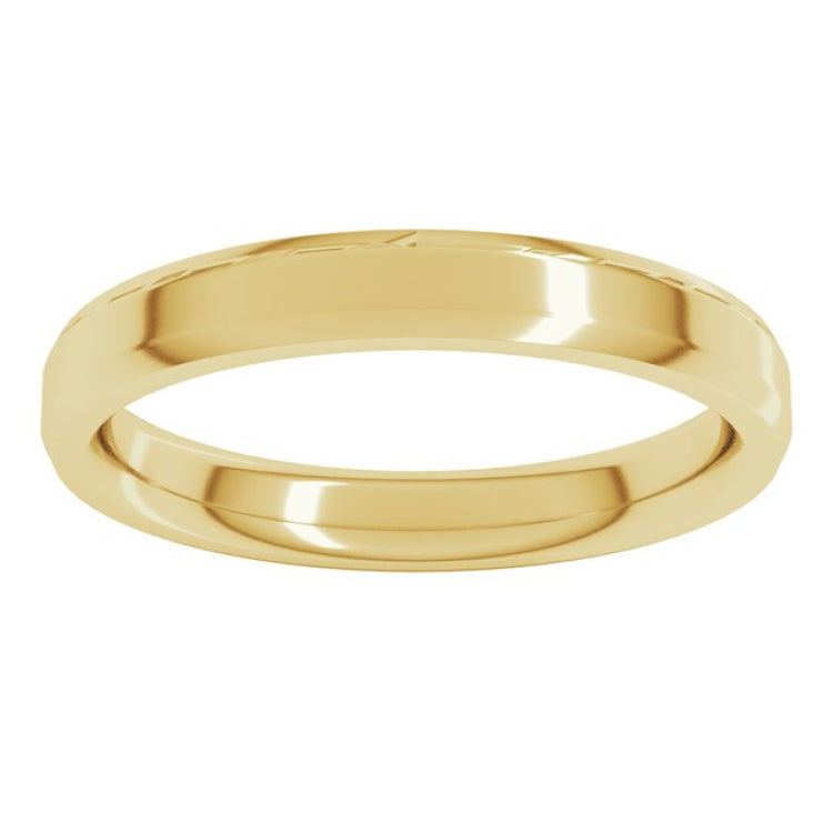 14K Yellow Gold 3 mm Beveled-Edge Comfort-Fit Flat Band Size 6