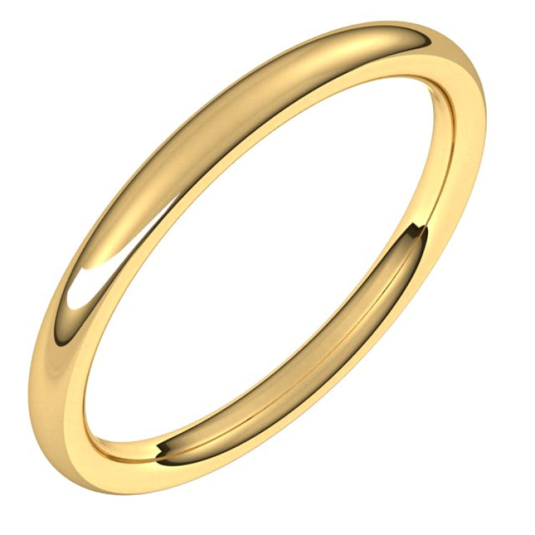 10K Yellow Gold 2 mm Comfort-Fit European-Style Band Size 7
