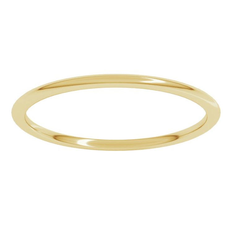 18K Yellow Gold 1 mm Lightweight Comfort-Fit Half Round Band Size 3.5