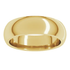 14K Yellow Gold 6 mm Comfort-Fit Half Round Band Size 13