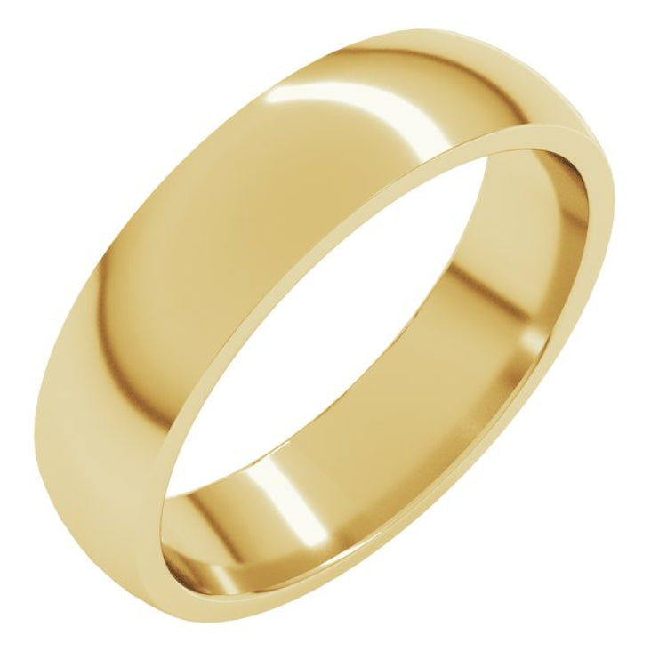 18K Yellow Gold 5 mm Lightweight Comfort-Fit Half Round Band Size 12