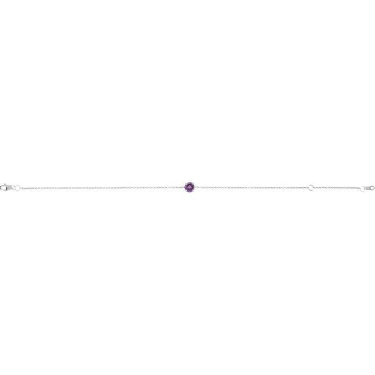 14K White Gold Natural Amethyst  6 1/2-7-1/2" Bracelet