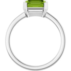 14K White Gold Natural Peridot Ring