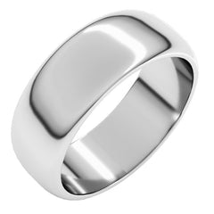 14K White Gold 7 mm Half Round Band Size 10.5