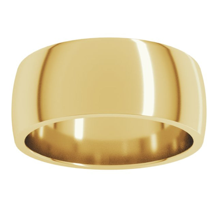 14K Yellow Gold 8 mm Lightweight Comfort-Fit Half Round Band Size 10.5