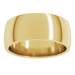 14K Yellow Gold 8 mm Lightweight Comfort-Fit Half Round Band Size 10.5