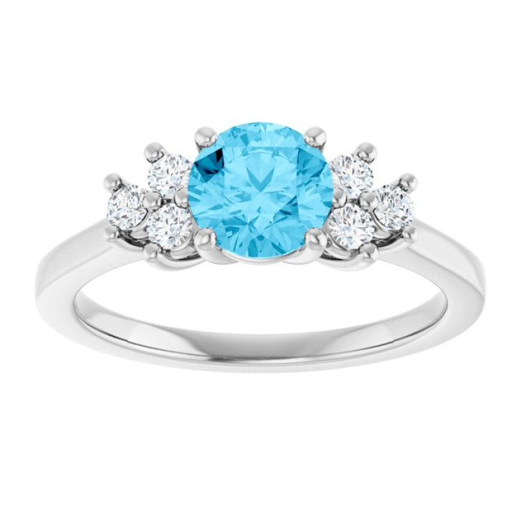 Sterling Silver Natural Aquamarine & 1/6 CTW Lab-Grown Diamond Ring