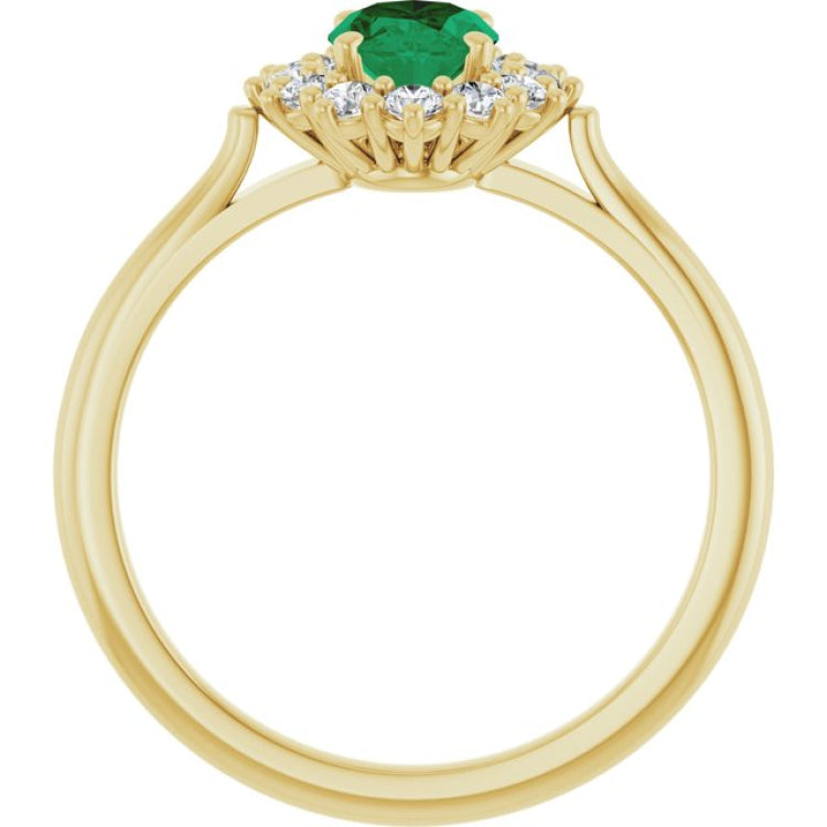 14K Yellow Gold Lab-Grown Emerald & 1/3 CTW Lab-Grown Diamond Ring