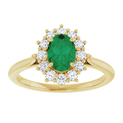 14K Yellow Gold Lab-Grown Emerald & 1/3 CTW Lab-Grown Diamond Ring