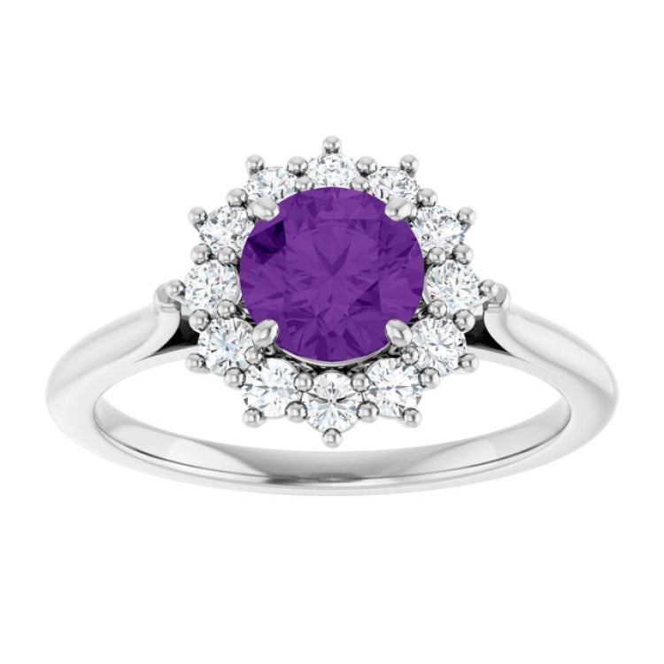 14K White Gold Natural Amethyst & 1/3 CTW Lab-Grown Diamond Ring