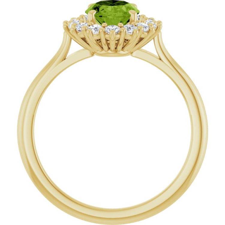 14K Yellow Gold Natural Peridot  & 1/3 CTW Lab-Grown Diamond Ring