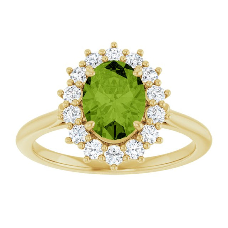 14K Yellow Gold Natural Peridot  & 1/3 CTW Lab-Grown Diamond Ring
