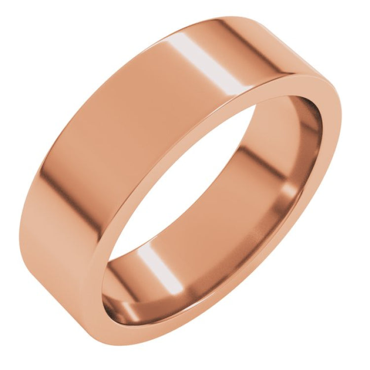 14K Rose Gold 6 mm Comfort-Fit Flat Band Size 10.5