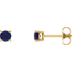 14K Yellow Gold 5 mm Lab-Grown Blue Sapphire Earrings