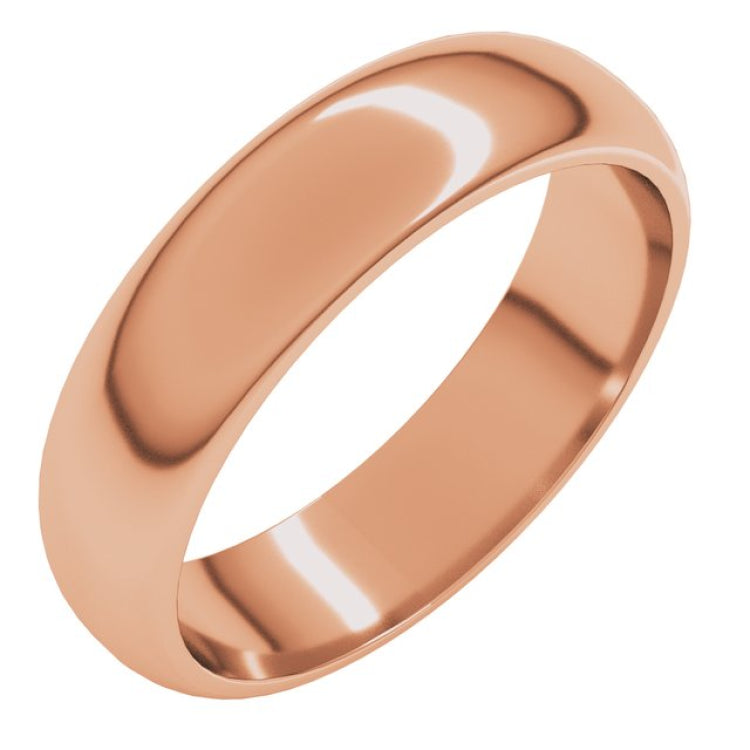 10K Rose Gold 5 mm Half Round Band Size 4