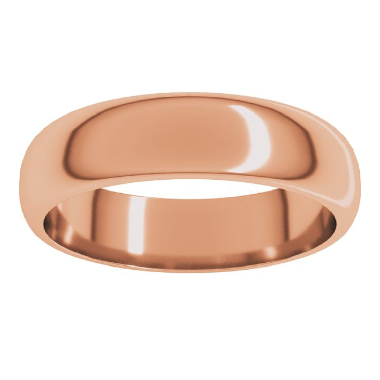 10K Rose Gold 5 mm Half Round Band Size 4