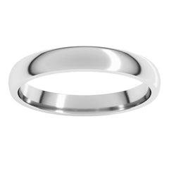 Platinum 3 mm Lightweight Comfort-Fit Half Round Band Size 9.5