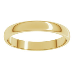 18K Yellow Gold 3 mm Lightweight Half Round Band Size 5.5