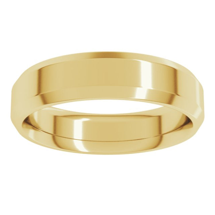 14K Yellow Gold 5 mm Beveled-Edge Comfort-Fit Flat Band Size 12