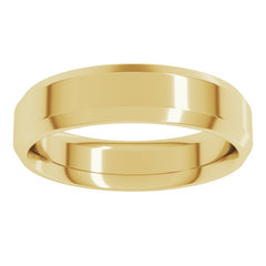 14K Yellow Gold 5 mm Beveled-Edge Comfort-Fit Flat Band Size 12
