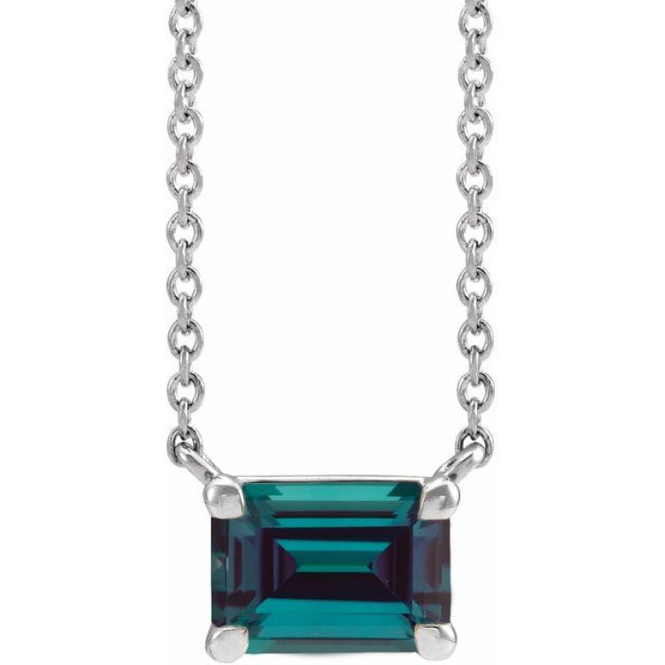 Sterling Silver Lab-Grown Alexandrite 18" Necklace