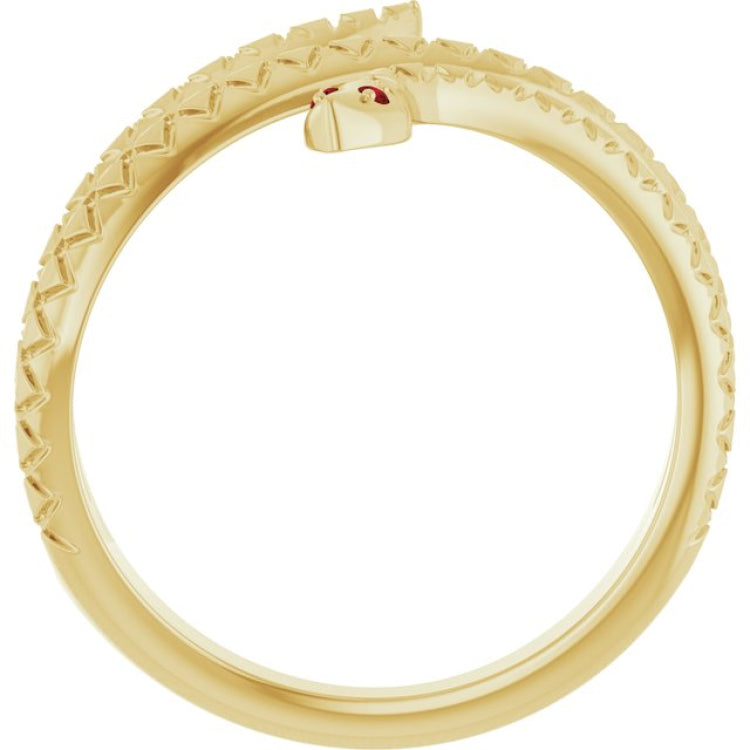 14K Yellow Gold Natural Mozambique Garnet Snake Ring