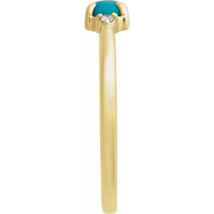 14K Yellow Gold Natural Turquoise & .03 CTW Natural Diamond Ring