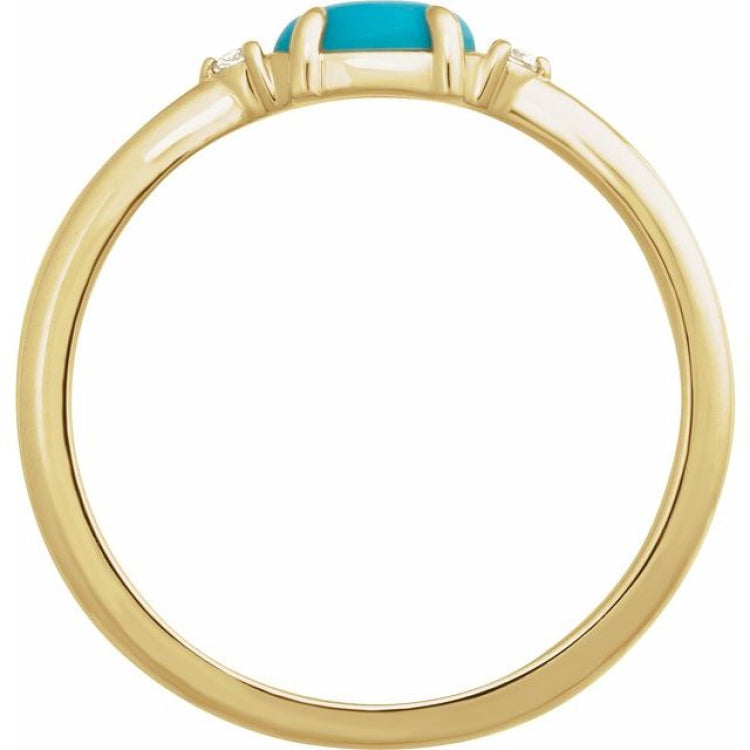 14K Yellow Gold Natural Turquoise & .03 CTW Natural Diamond Ring