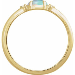 14K Yellow Gold Natural Ethiopian Opal & .03 CTW Natural Diamond Ring