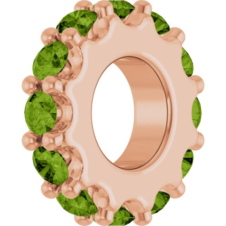 14K Rose Gold Natural Peridot Spacer Charm/Pendant