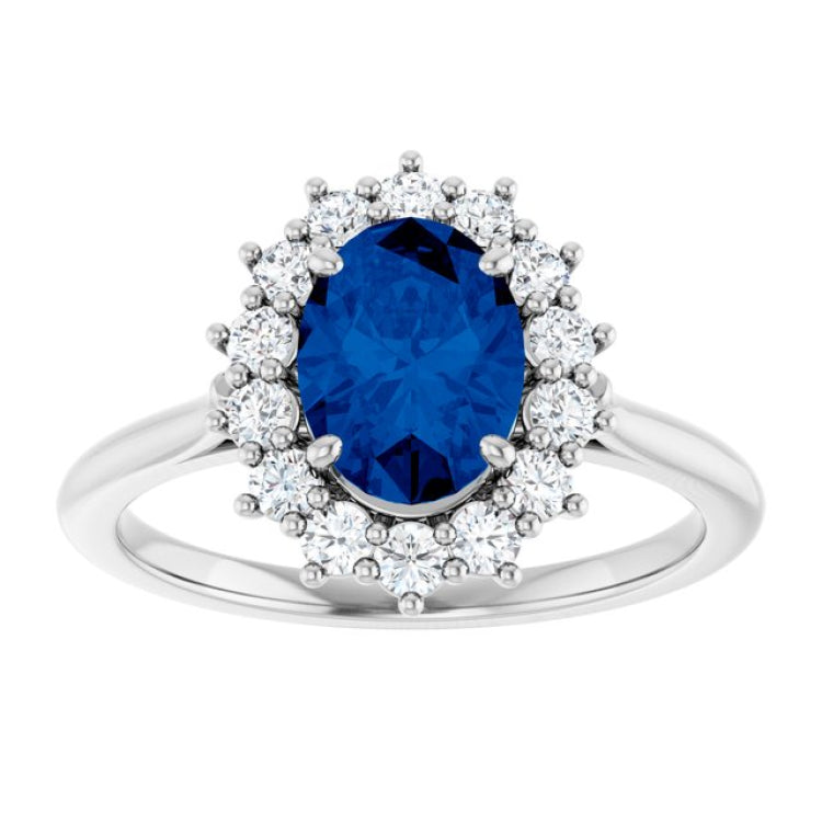 Sterling Silver Lab-Grown Blue Sapphire & 1/3 CTW Lab-Grown Diamond Ring