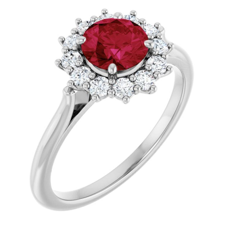 14K White Gold Lab-Grown Ruby  & 1/3 CTW Lab-Grown Diamond Ring