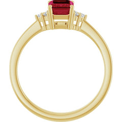 14K Yellow Gold Lab-Grown Ruby  and .05 CTW Lab-Grown Diamond Ring
