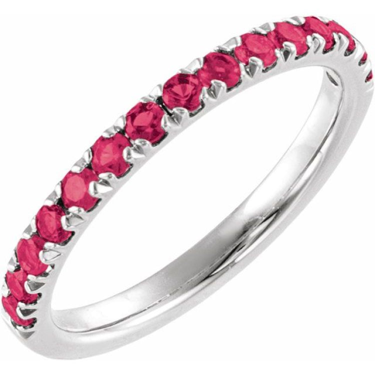 14K White Gold Natural Ruby Stackable Ring