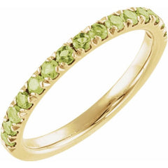 14K Yellow Gold Natural Peridot Stackable Ring