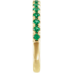14K Yellow Gold Lab-Grown Emerald Stackable Ring