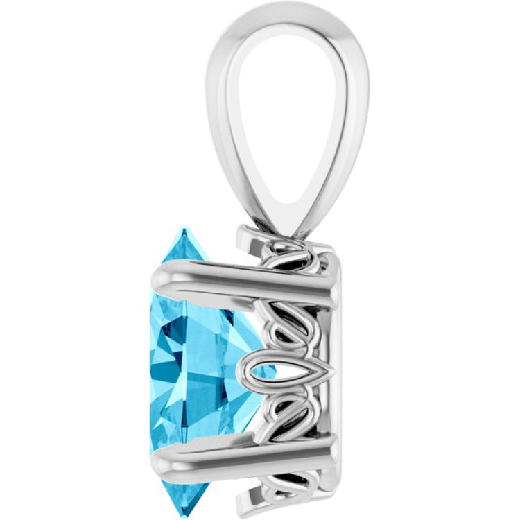 Sterling Silver Natural Aquamarine Pendant
